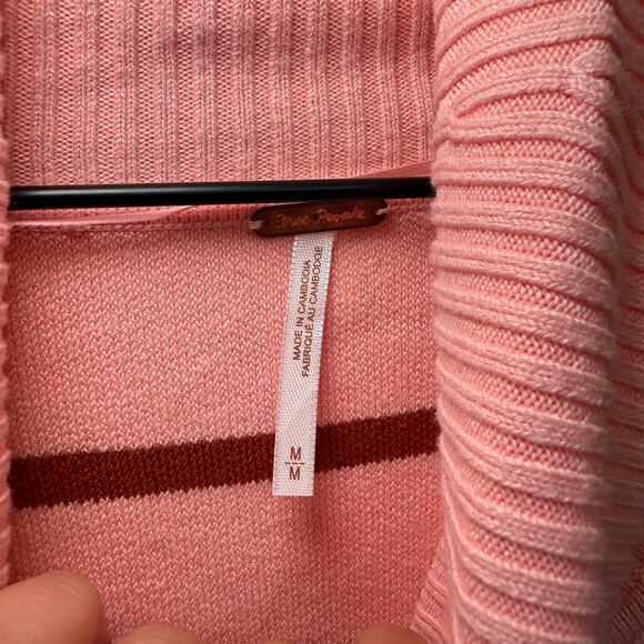 Free People Women's Paulie Striped Turtleneck Sweater Top Pink Size Medium - Picture 3 of 7